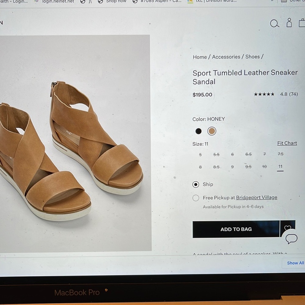 Eileen Fisher cognac brown sandal-Sz 6.5(36.5), worn a handful of times.
